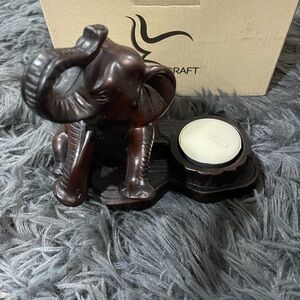 Artisan Elephant Tealight Holder - Rich Brown